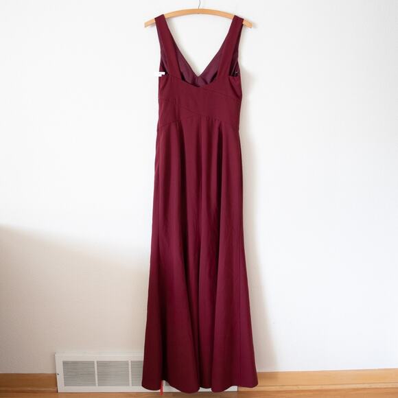NEW Dessy Collection V Neck Open Back Gown Cocktail Dress in Cabernet - Picture 5 of 8
